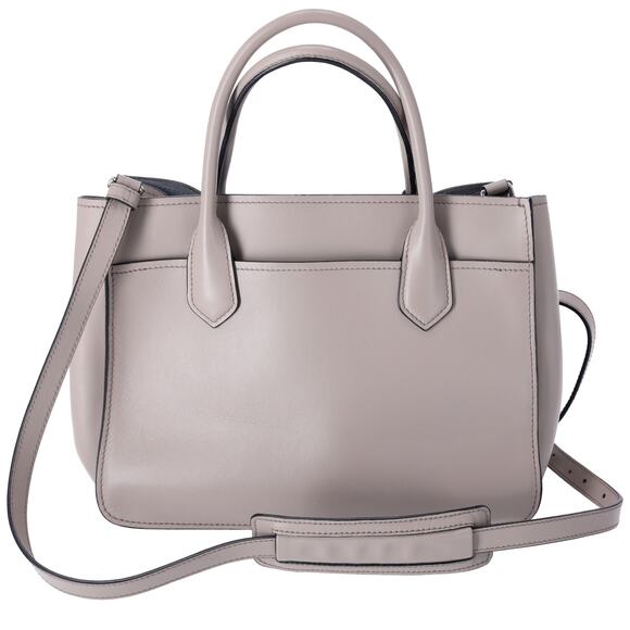 PRADA Etiquette Tote Shoulder Bag 1BA178 Gray Beige Leather - Picture 3 of 9